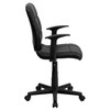Clayton Mid-Back Black Quilted Vinyl Swivel Task Office Chair with Arms