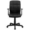 Clayton Mid-Back Black Quilted Vinyl Swivel Task Office Chair with Arms