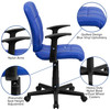 Clayton Mid-Back Blue Quilted Vinyl Swivel Task Office Chair with Arms
