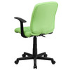Clayton Mid-Back Green Quilted Vinyl Swivel Task Office Chair with Arms
