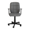 Clayton Mid-Back Gray Quilted Vinyl Swivel Task Office Chair with Arms