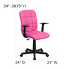 Clayton Mid-Back Pink Quilted Vinyl Swivel Task Office Chair with Arms