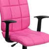 Clayton Mid-Back Pink Quilted Vinyl Swivel Task Office Chair with Arms