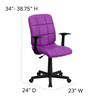 Clayton Mid-Back Purple Quilted Vinyl Swivel Task Office Chair with Arms