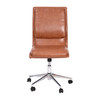 Madigan Mid-Back Armless Swivel Task Office Chair with LeatherSoft and Adjustable Chrome Base, Cognac