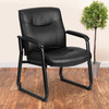 HERCULES Series Big & Tall 500 lb. Rated Black LeatherSoft Executive Side Reception Chair with Sled Base