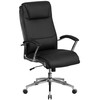 Rebecca High Back Designer Black LeatherSoft Smooth Upholstered Executive Swivel Office Chair with Chrome Base and Arms