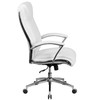 Rebecca High Back Designer White LeatherSoft Smooth Upholstered Executive Swivel Office Chair with Chrome Base and Arms