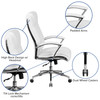 Rebecca High Back Designer White LeatherSoft Smooth Upholstered Executive Swivel Office Chair with Chrome Base and Arms