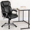Carolyn Mid-Back Black LeatherSoft Executive Swivel Office Chair with Padded Arms