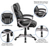 Carolyn Mid-Back Black LeatherSoft Executive Swivel Office Chair with Padded Arms