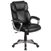 Carolyn Mid-Back Black LeatherSoft Executive Swivel Office Chair with Padded Arms