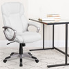 Carolyn Mid-Back White LeatherSoft Executive Swivel Office Chair with Padded Arms