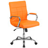 Vivian Mid-Back Orange Vinyl Executive Swivel Office Chair with Chrome Base and Arms