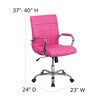 Vivian Mid-Back Pink Vinyl Executive Swivel Office Chair with Chrome Base and Arms