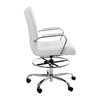 Whitney Mid-Back White LeatherSoft Drafting Chair with Adjustable Foot Ring and Chrome Base