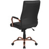 Whitney High Back Black LeatherSoft Executive Swivel Office Chair with Rose Gold Frame and Arms