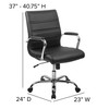 Whitney Mid-Back Black LeatherSoft Executive Swivel Office Chair with Chrome Frame and Arms