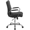 Whitney Mid-Back Black LeatherSoft Executive Swivel Office Chair with Chrome Frame and Arms