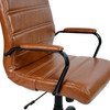 Whitney Mid-Back Brown LeatherSoft Executive Swivel Office Chair with Black Frame and Arms