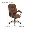 Jessie High Back Brown Microfiber Contemporary Executive Swivel Ergonomic Office Chair with Arms