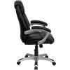 Heather High Back Black LeatherSoft Layered Upholstered Executive Swivel Ergonomic Office Chair with Silver Nylon Base and Arms