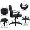 Lindon Mid-Back Black LeatherSoft Swivel Task Office Chair with Arms