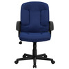 Garver Mid-Back Navy Fabric Executive Swivel Office Chair with Nylon Arms