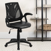 Sam Mid-Back Designer Black Mesh Swivel Task Office Chair with LeatherSoft Seat and Open Arms