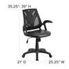 Sam Mid-Back Designer Black Mesh Swivel Task Office Chair with LeatherSoft Seat and Open Arms