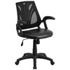 Sam Mid-Back Designer Black Mesh Swivel Task Office Chair with LeatherSoft Seat and Open Arms