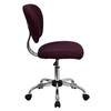 Beverly Mid-Back Burgundy Mesh Padded Swivel Task Office Chair with Chrome Base