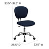 Beverly Mid-Back Navy Mesh Padded Swivel Task Office Chair with Chrome Base