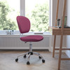 Beverly Mid-Back Pink Mesh Padded Swivel Task Office Chair with Chrome Base