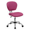 Beverly Mid-Back Pink Mesh Padded Swivel Task Office Chair with Chrome Base