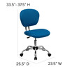 Beverly Mid-Back Turquoise Mesh Padded Swivel Task Office Chair with Chrome Base