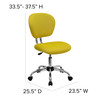 Beverly Mid-Back Yellow Mesh Padded Swivel Task Office Chair with Chrome Base