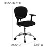 Beverly Mid-Back Black Mesh Padded Swivel Task Office Chair with Chrome Base and Arms