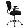 Beverly Mid-Back Black Mesh Padded Swivel Task Office Chair with Chrome Base and Arms