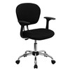 Beverly Mid-Back Black Mesh Padded Swivel Task Office Chair with Chrome Base and Arms