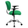 Beverly Mid-Back Bright Green Mesh Padded Swivel Task Office Chair with Chrome Base and Arms