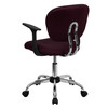 Beverly Mid-Back Burgundy Mesh Padded Swivel Task Office Chair with Chrome Base and Arms