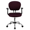 Beverly Mid-Back Burgundy Mesh Padded Swivel Task Office Chair with Chrome Base and Arms