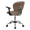 Beverly Mid-Back Coffee Brown Mesh Padded Swivel Task Office Chair with Chrome Base and Arms