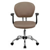 Beverly Mid-Back Coffee Brown Mesh Padded Swivel Task Office Chair with Chrome Base and Arms