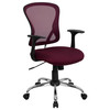 Alfred Mid-Back Burgundy Mesh Swivel Task Office Chair with Chrome Base and Arms