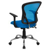 Alfred Mid-Back Blue Mesh Swivel Task Office Chair with Chrome Base and Arms