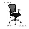 Alfred Mid-Back Black Mesh Swivel Task Office Chair with Chrome Base and Arms