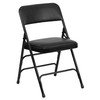 HERCULES Series Curved Triple Braced & Double Hinged Black Vinyl Metal Folding Chair