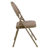 HERCULES Series Ultra-Premium Triple Braced Beige Fabric Metal Folding Chair with Easy-Carry Handle